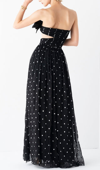 POLKA DOT BANDEAU DRESS IN BLACK-Oh CICI SHOP