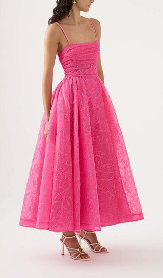 ASYMMETRICALLY GATHERED MAXI DRESS IN ORGANZA DRESS OH CICI 