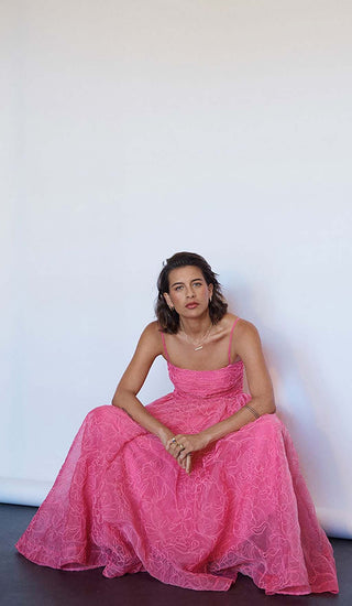 ASYMMETRICALLY GATHERED MAXI DRESS IN ORGANZA DRESS OH CICI 