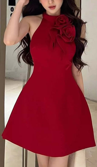 BOSE EMBELLISHED SLEEVELESS MINI DRESS IN RED DRESS ohcici 