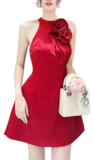 BOSE EMBELLISHED SLEEVELESS MINI DRESS IN RED DRESS ohcici 