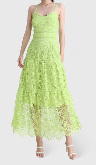 EMBROIDERY STRAPPY MIDI DRESS IN GREEN DRESS OH CICI 