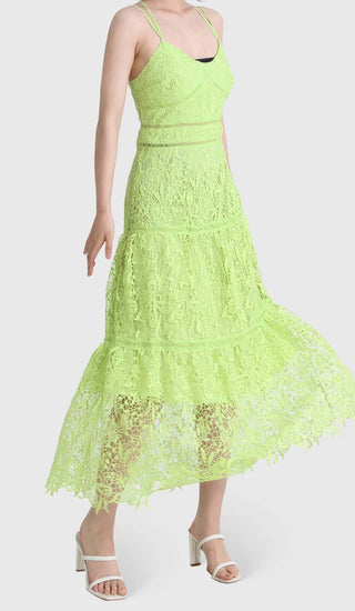 EMBROIDERY STRAPPY MIDI DRESS IN GREEN DRESS OH CICI 