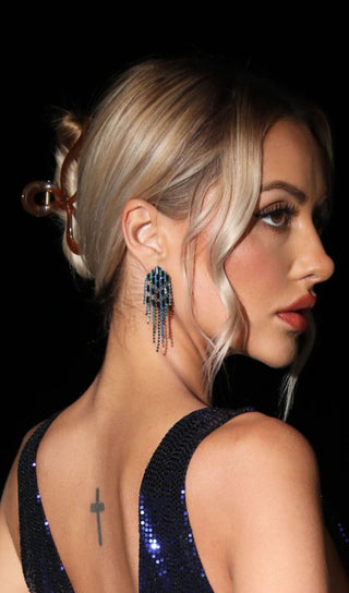 RHINESTONE FRINGE EARRINGS Earrings Oh CICI 