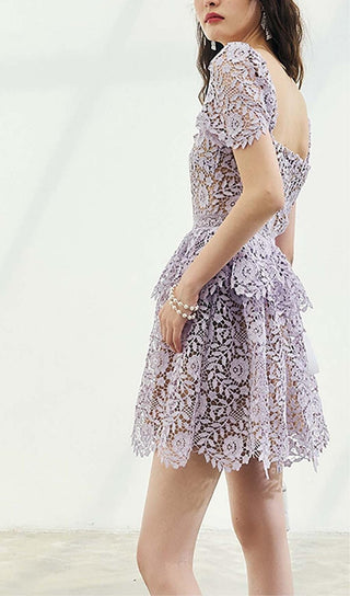 LACE TIERED MINI DRESS IN PURPLE OH CICI 