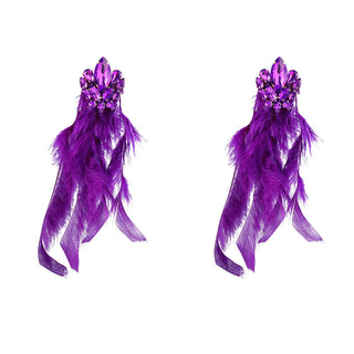 RHINESTONE FEATHER EARRINGS Earrings sis label PURPLE 