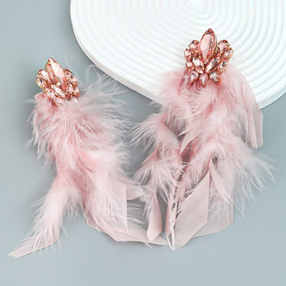 RHINESTONE FEATHER EARRINGS Earrings sis label 