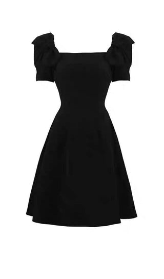 PATCHWORK BOW-EMBELLISHED MIDI DRESS IN BLACK DRESS sis label 