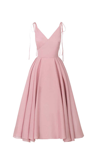 PLEATED FLARE BOTTOMING MIDI DRESS IN PINK