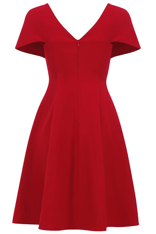 RED OFF SHOULDER PLEATED A LINE DRESS-Dresses-Oh CICI SHOP