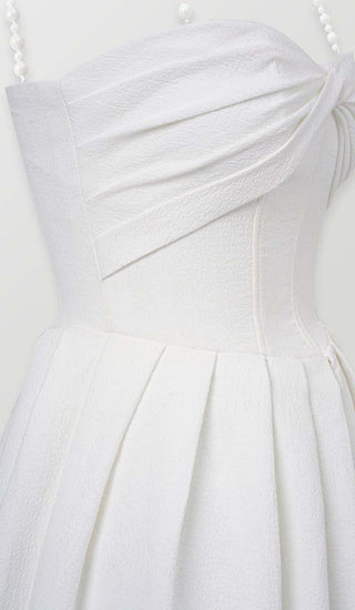 TWISTED PEARL STRAP MIDI DRESS IN WHITE DRESS OH CICI 