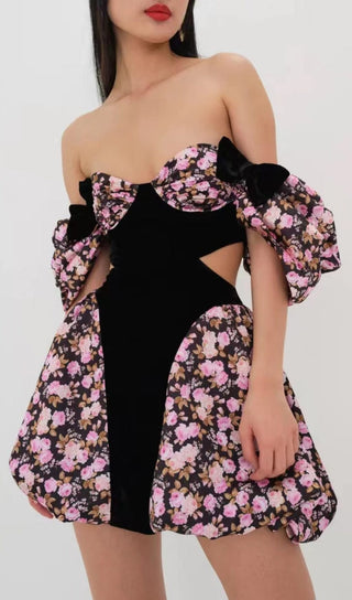 FLORAL OFF SHOULDER MINI DRESS-Oh CICI SHOP